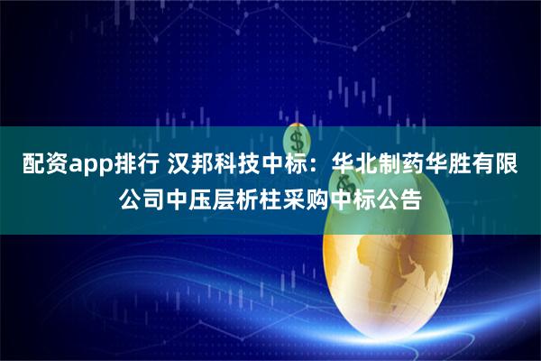 配资app排行 汉邦科技中标：华北制药华胜有限公司中压层析柱采购中标公告