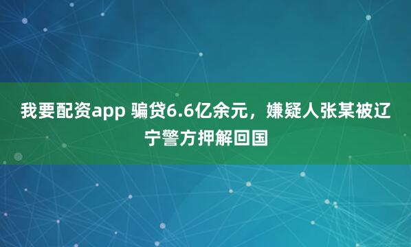 我要配资app 骗贷6.6亿余元，嫌疑人张某被辽宁警方押解回国