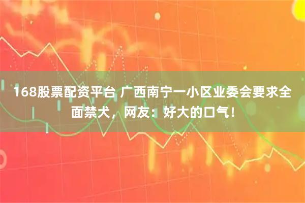 168股票配资平台 广西南宁一小区业委会要求全面禁犬，网友：好大的口气！
